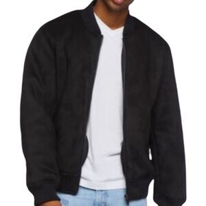 Mens Forever 21 Black Puffy Bomber Jacket w Silver Hardware - Sz M
